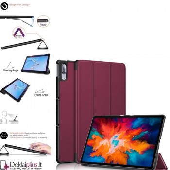 Dirbtinės odos atverčiamas dėklas - bordo spalvos (planšetei Lenovo ideaTab P11 Pro J706F)